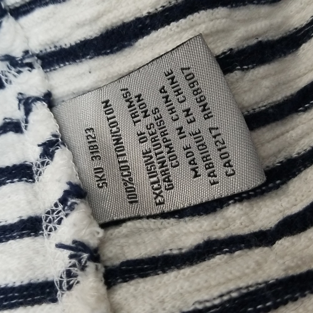 (XS) LE CHΓTEAU Striped 100% Cotton Sweater Cozy Cottagecore Frayed Loungewear - Picture 7 of 10